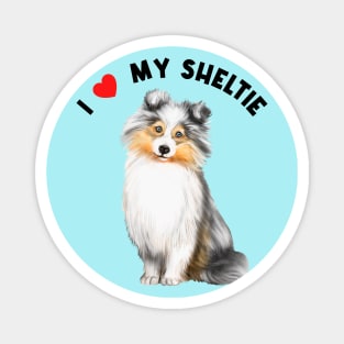 I Love My Sheltie Cute Sheltie Puppy Dog Watercolor Art Magnet